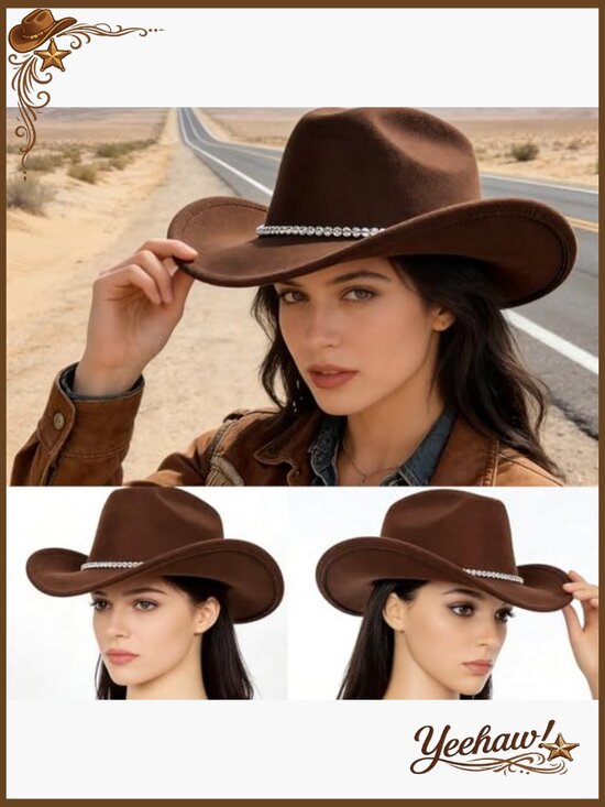 Sparkly Rhinestone Western Cowgirl Hat Medium/Large Felt Rodeo Party